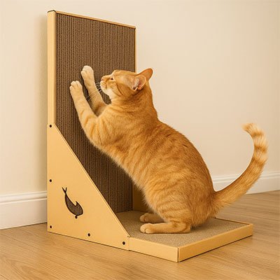 Griffoir en carton pour chat roux