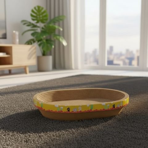Griffoir pour chat en carton servant de couchage