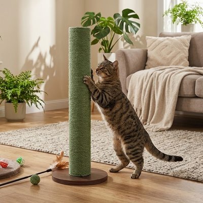 Le chat griffe sur le griffoir en tissu durable